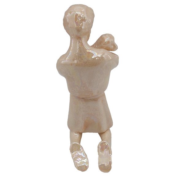 Shepherd Boy Holding Lamb Replacement Nativity Figure Iridescent Porcelain 3.75* - Picture 5 of 8